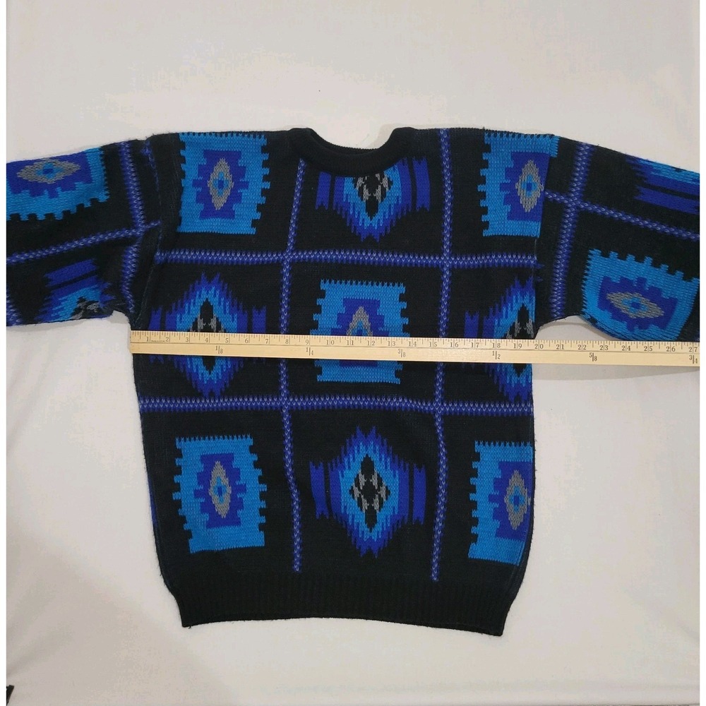 Vintage Adam Sloane Sweater Mens M Acrylic Wool Blend 80s Geometric Grandpa Core - Picture 3 of 4